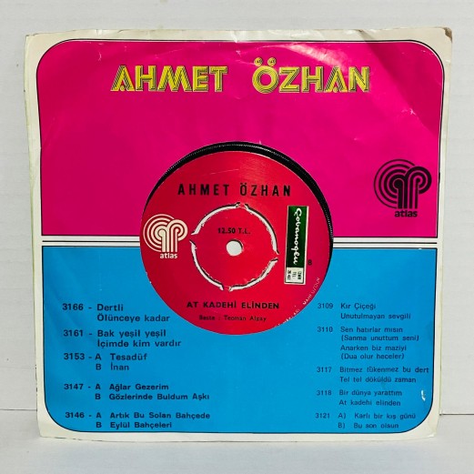 AHMET ÖZHAN - AT KADEHİ ELİNDEN - BİR DÜNYA YARATTIM 45 LİK PLAK 
