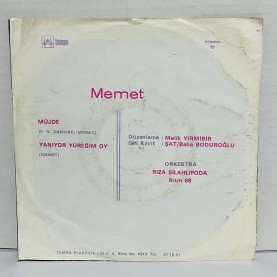 memet  & ritm 68 ork. - müjde - yanıyor yüreğim oy 45 lik plak 