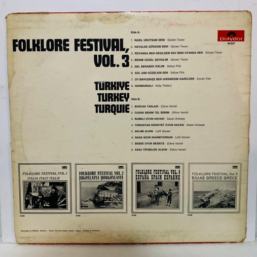 Folklore Festival, Vol. 3 Türkiye LP (E)