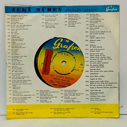 zeki müren - nasıl geçti habersiz - ben gamlı hazan   45 lik plak (E)