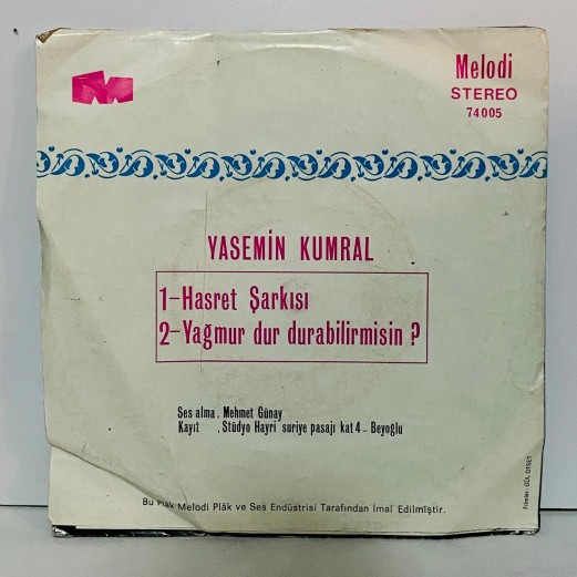 Yasemin Kumral -  Hasret Şarkısı - yağmuru durdurabilirmisin  45 Lik plak