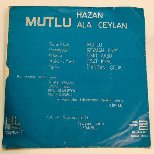 MUTLU & ÜMİT AKSU ORK. - HAZAN - ALA CEYLAN 45 LİK PLAK 