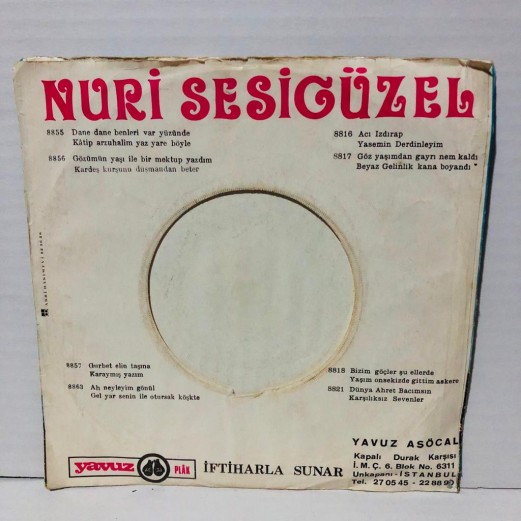 nuri sesigüzel - göz yaşımdan gayrı nem kaldı - beyaz gelinlik kana boyandı 45 lik plak 