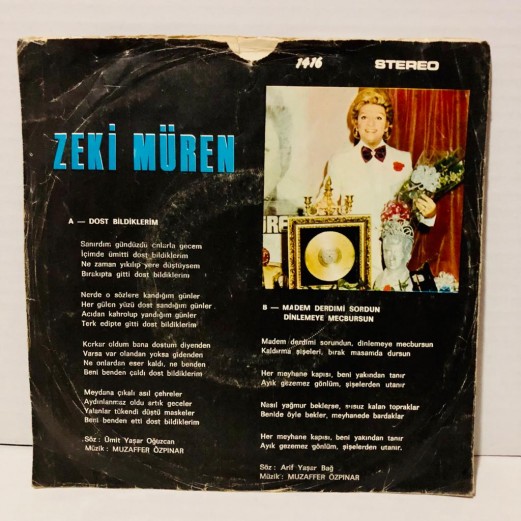 zeki müren - dost bildiklerim - madem derdimi sordun dinlemeye mecbursun 45 lik plak 