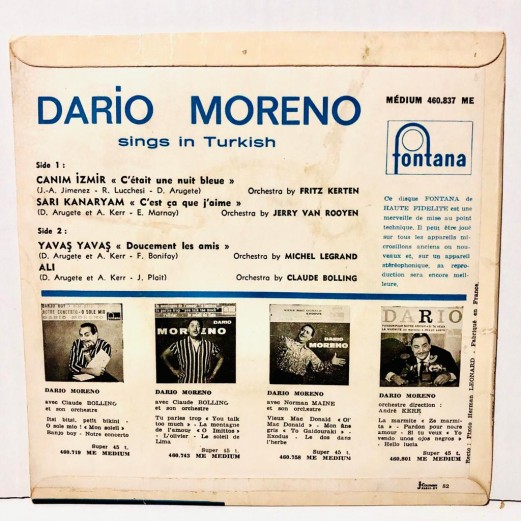 dario moreno - canım izmir - sarı kanaryam - yavaş yavaş - ali 45 lik plak 