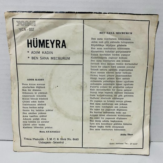 hümeyra - adım kadın - ben sana mecburum 45 lik plak 