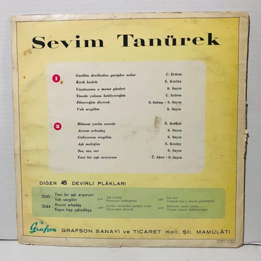 sevim tanürek - kırık kadeh LP