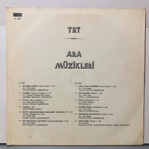 TRT ARA MÜZİKLERİ 1 LP