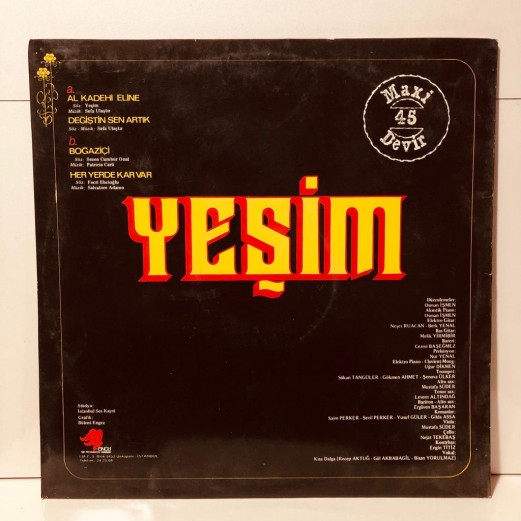 yeşim - boğaziçi - her yerde kar var - al kadehi eline değiştin sen artık  ( maxi 45 devir ) plak 